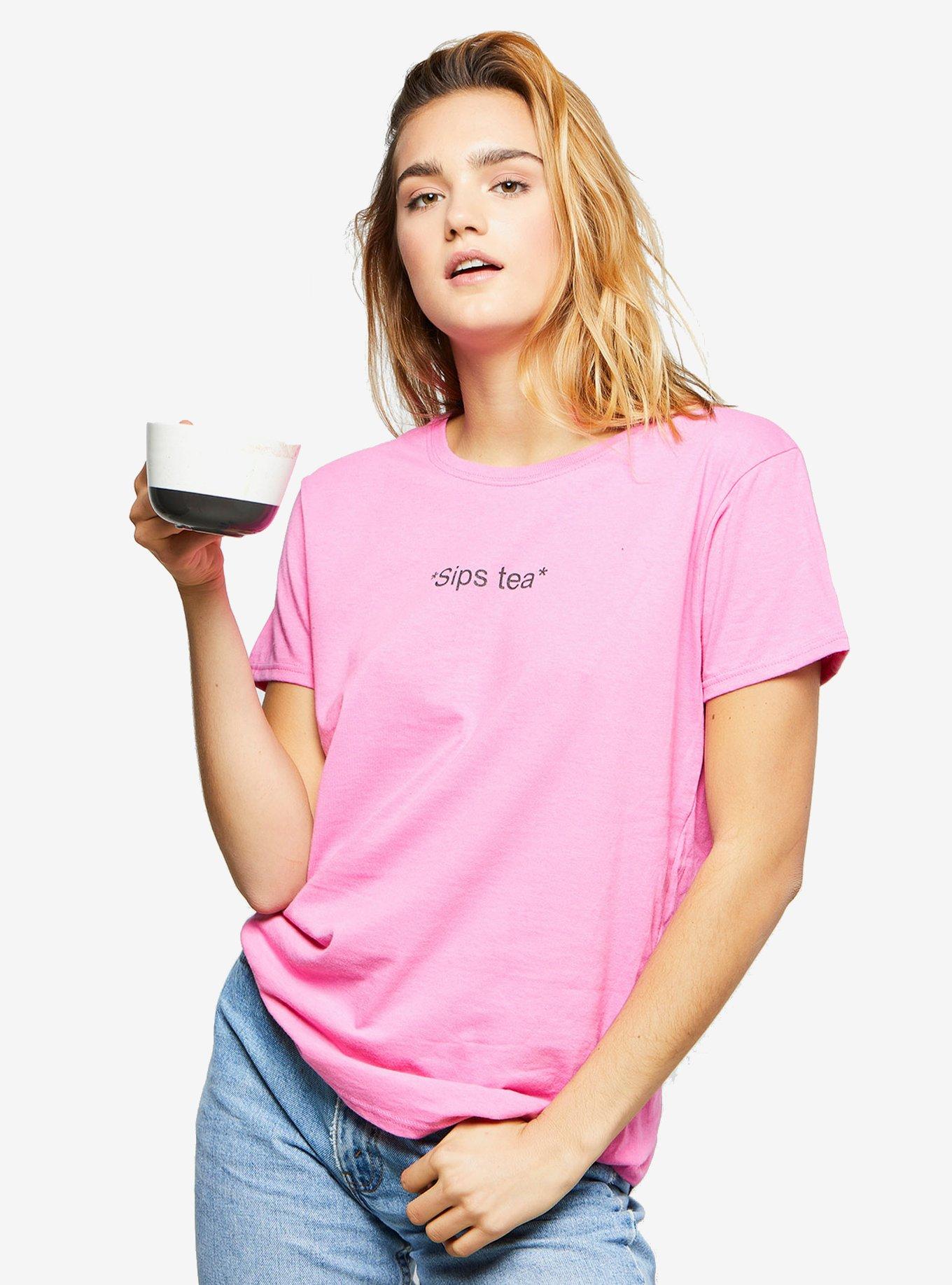 Daisy Street Sips Tea Girls T-Shirt, PINK, hi-res