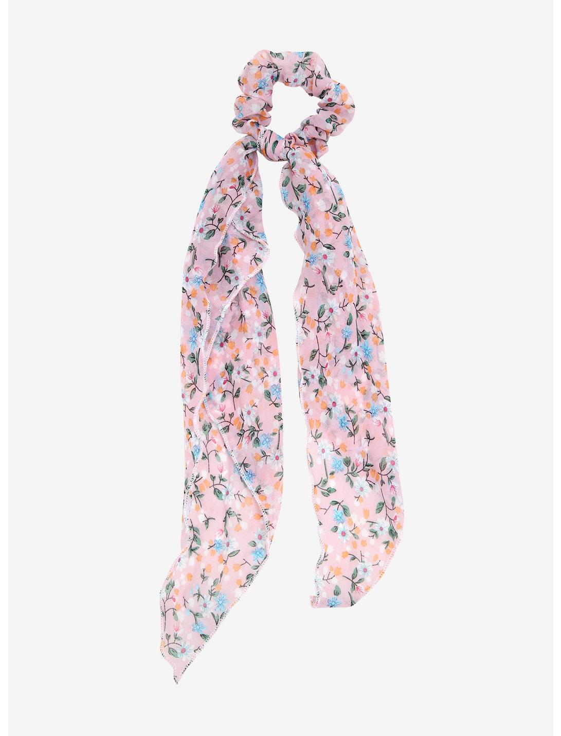 Pink Floral Long Bow Scrunchy | BoxLunch