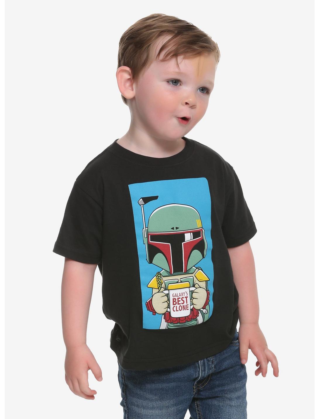 Star Wars Boba Fett Galaxy's Best Clone Mug Toddler T-Shirt - BoxLunch Exclusive, BLACK, hi-res