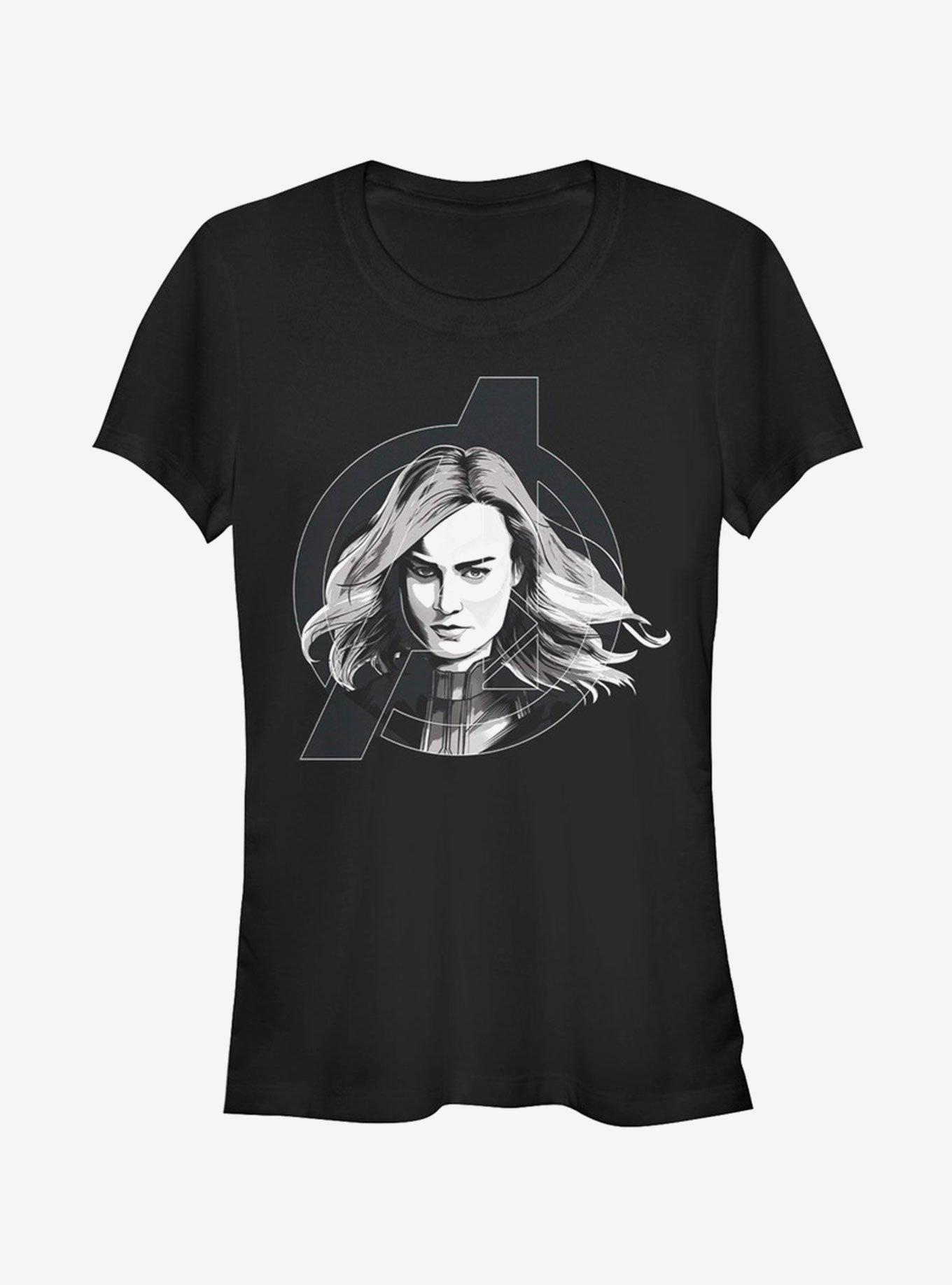 Marvel Avengers: Endgame Captain Marvel Black And White Girls T-Shirt, BLACK, hi-res