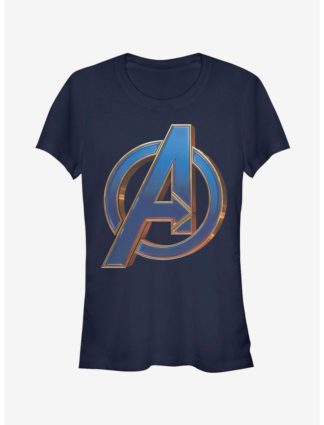 Marvel Avengers: Endgame Blue Logo Girls Navy Blue T-Shirt, NAVY, hi-res