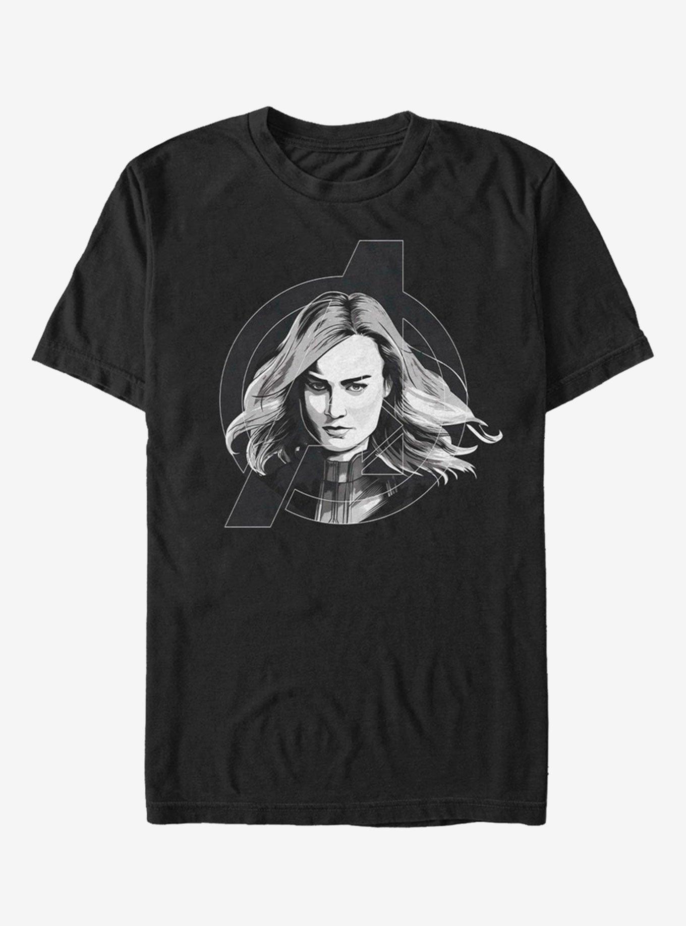 Marvel Avengers: Endgame Captain Marvel Black And White T-Shirt, , hi-res