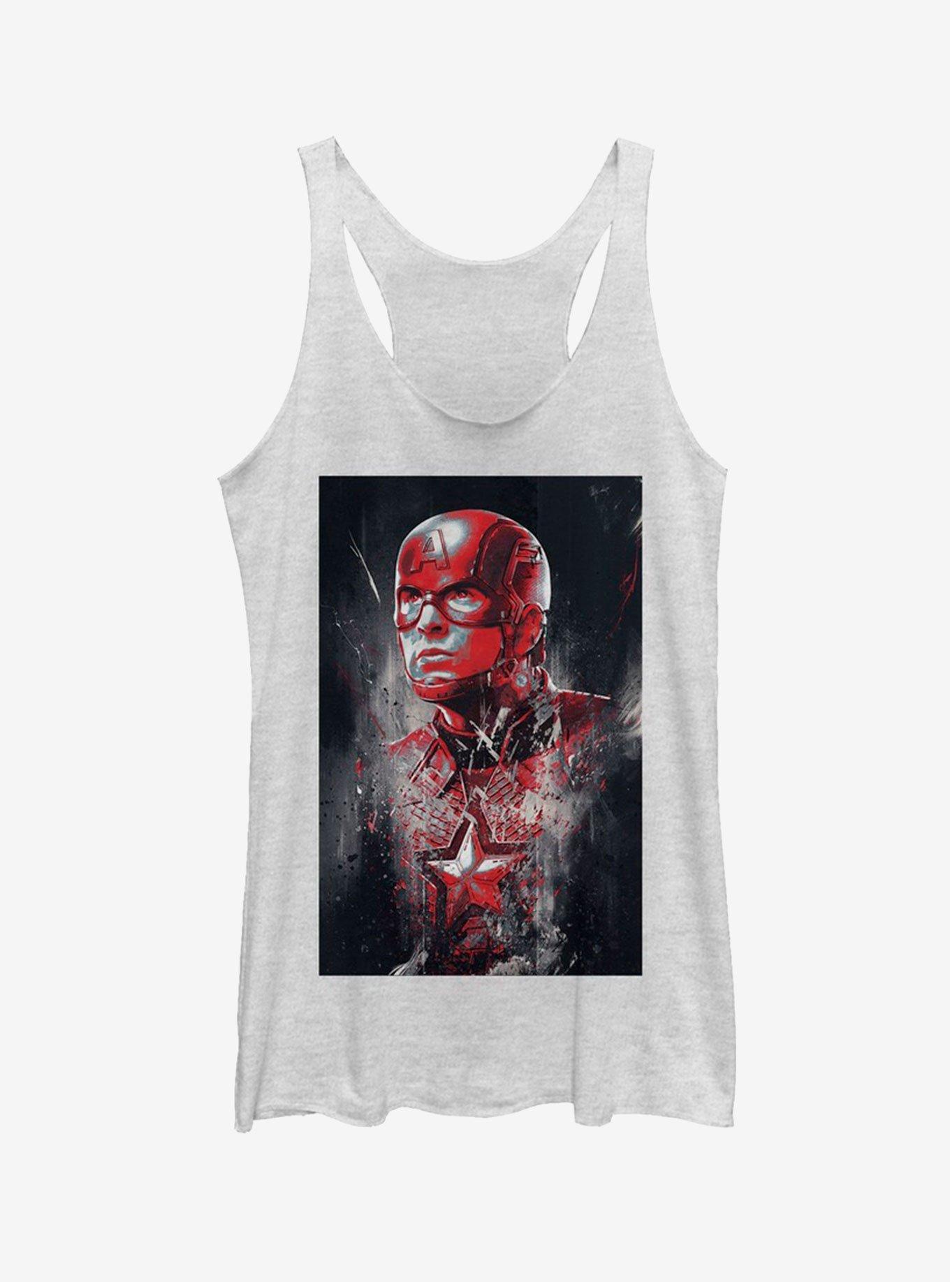 Marvel Avengers: Endgame Captain America Painted Girls White Heathered Tank Top, WHITE HTR, hi-res