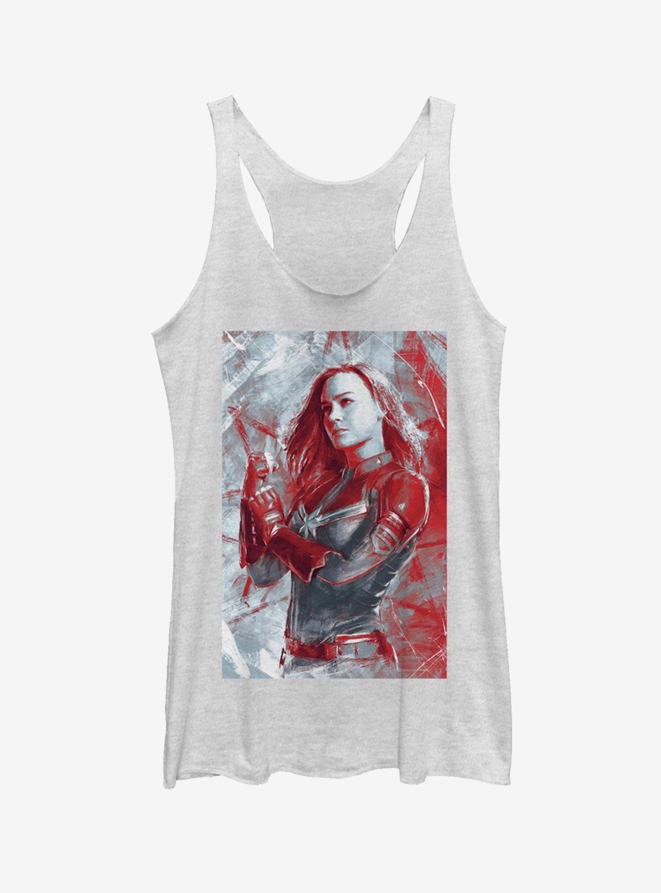 Marvel Avengers: Endgame Captain Red Girls White Heathered Tank Top