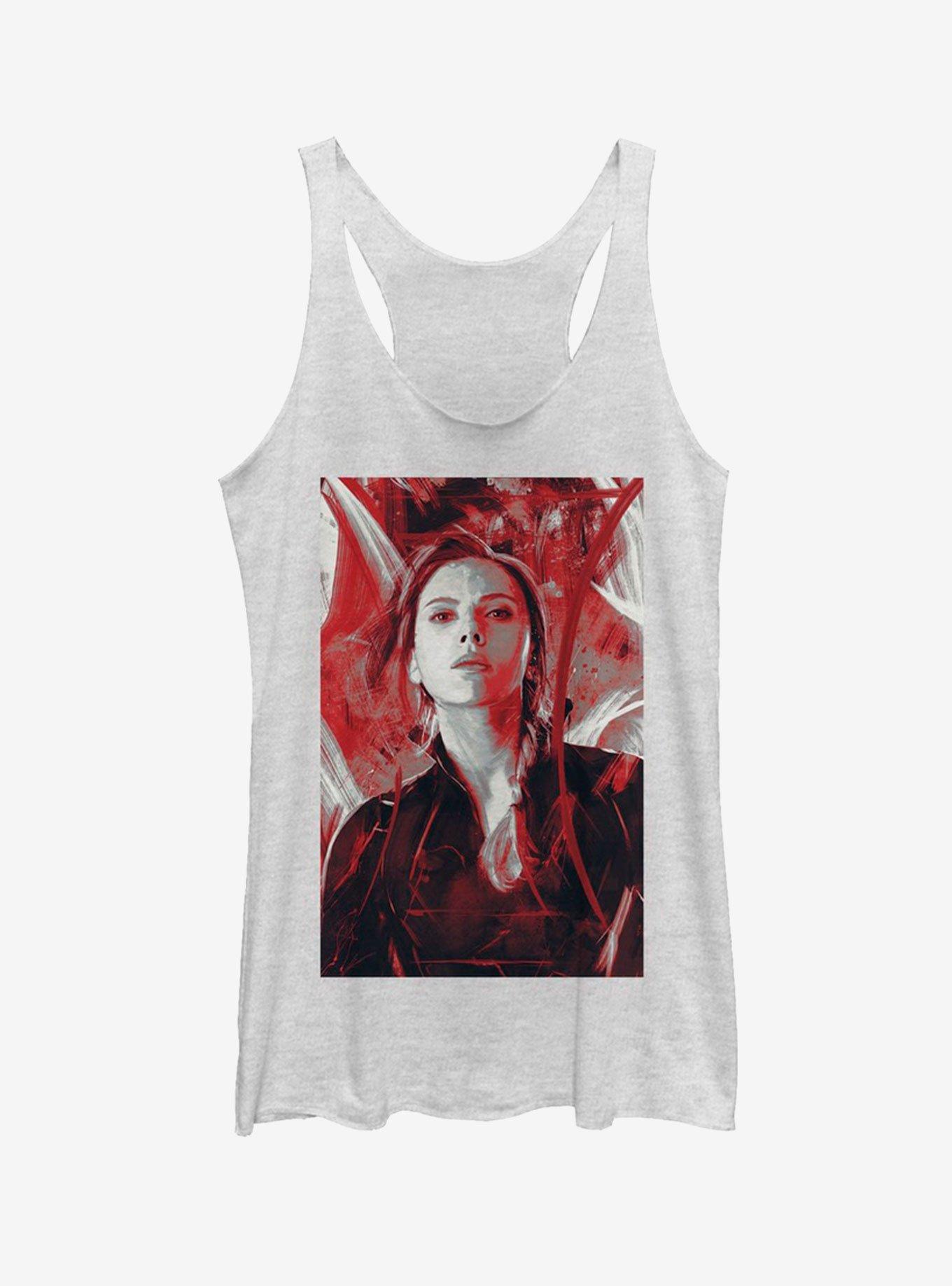 Marvel Avengers: Endgame Black Widow Red Painted Girls White Heathered Tank Top, WHITE HTR, hi-res
