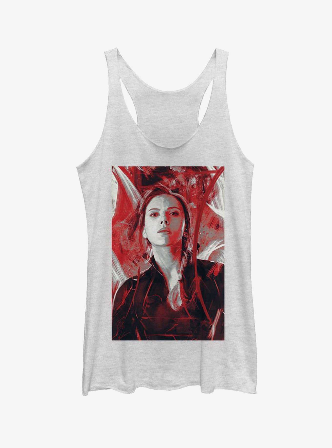 Marvel Avengers: Endgame Black Widow Red Painted Girls White Heathered Tank Top, , hi-res