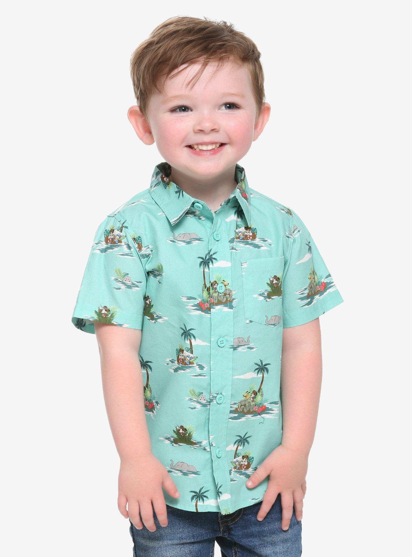 Our Universe Disney Mickey Mouse Safari Toddler Woven Button-Up - BoxLunch Exclusive, BLUE, hi-res