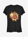 Marvel Avengers: Endgame Fire Captain Marvel Girls T-Shirt, BLACK, hi-res