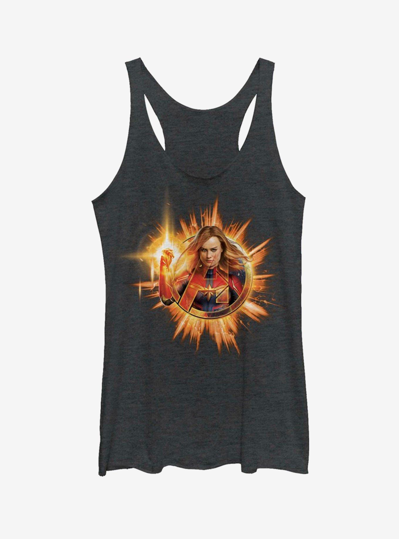Marvel Avengers: Endgame Fire Captain Marvel Girls Heathered Tank Top, BLK HTR, hi-res