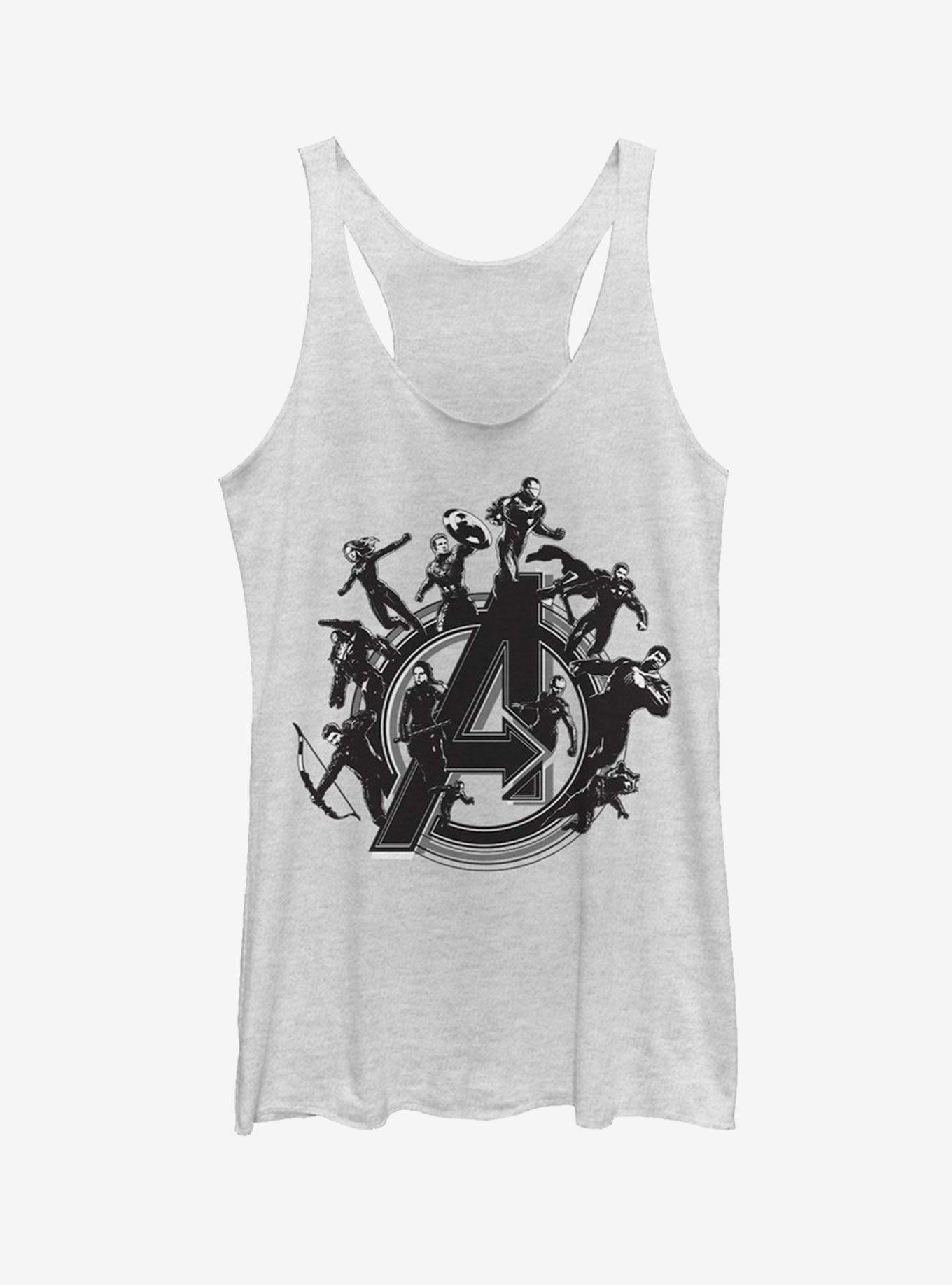 Marvel Avengers: Endgame Flying Heroes Girls White Heathered Tank Top, , hi-res