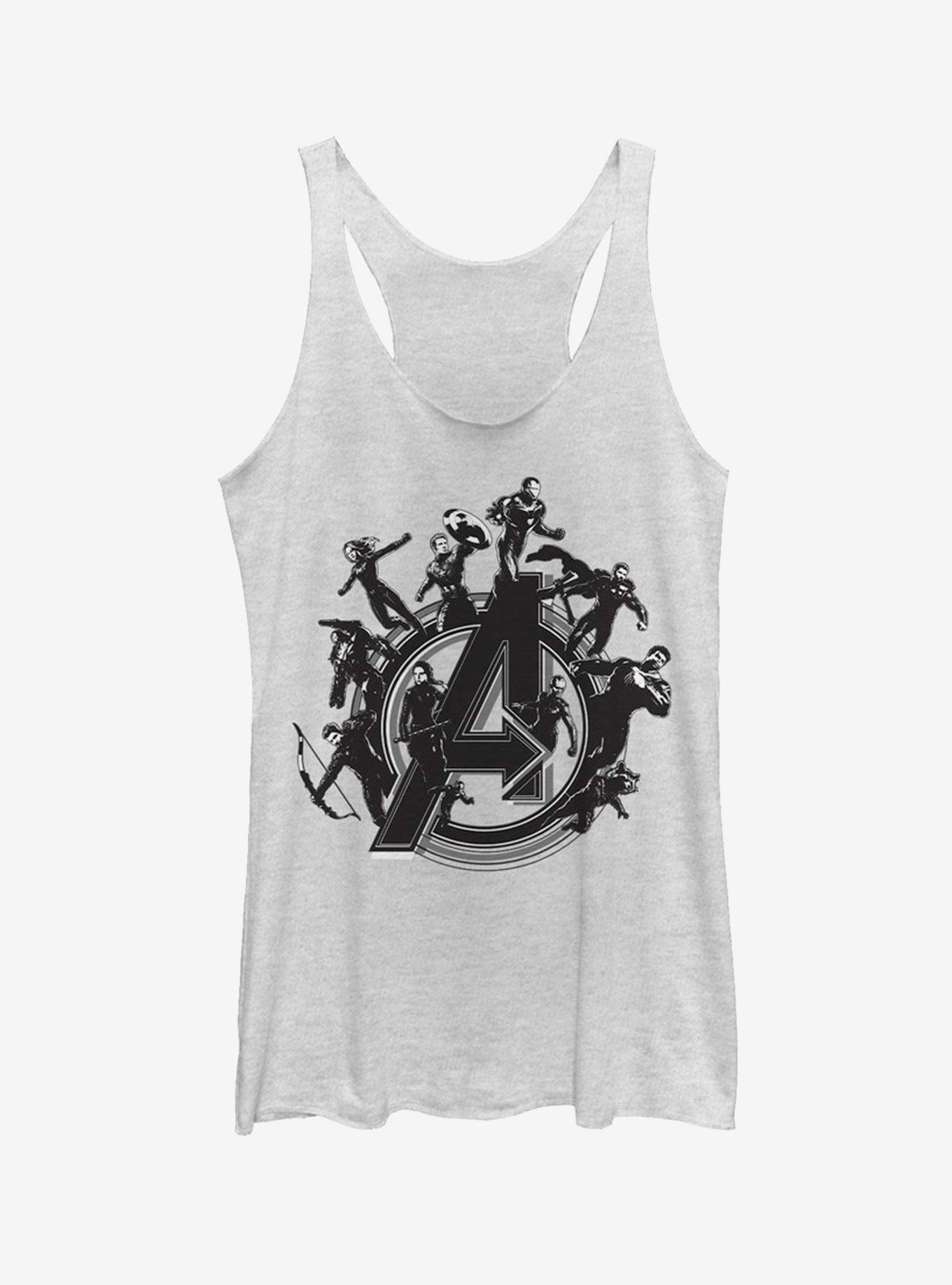 Marvel Avengers: Endgame Flying Heroes Girls White Heathered Tank Top, WHITE HTR, hi-res