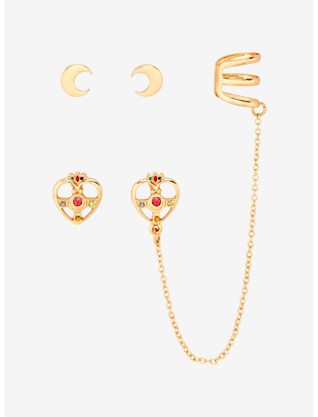 Sailor Moon Heart Compact Cuff & Stud Earring Set - BoxLunch Exclusive, , hi-res