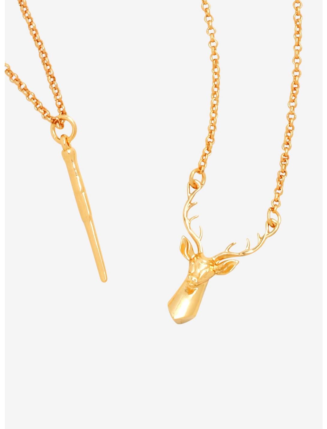 Harry Potter Harry Wand & Stag Patronus Necklace Set - BoxLunch Exclusive, , hi-res