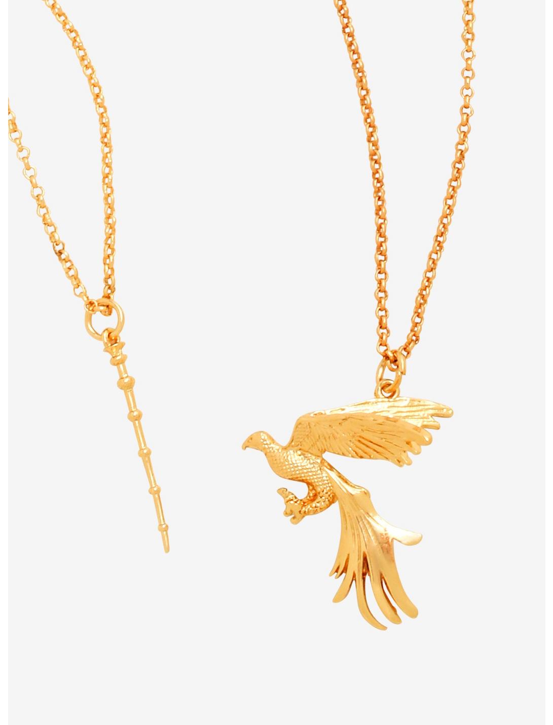 Harry Potter Dumbledore Wand & Phoenix Patronus Necklace Set, , hi-res