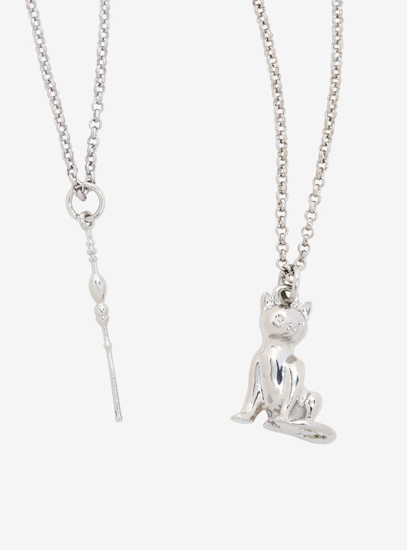 Harry Potter McGonagall Wand & Cat Patronus Necklace Set, , hi-res