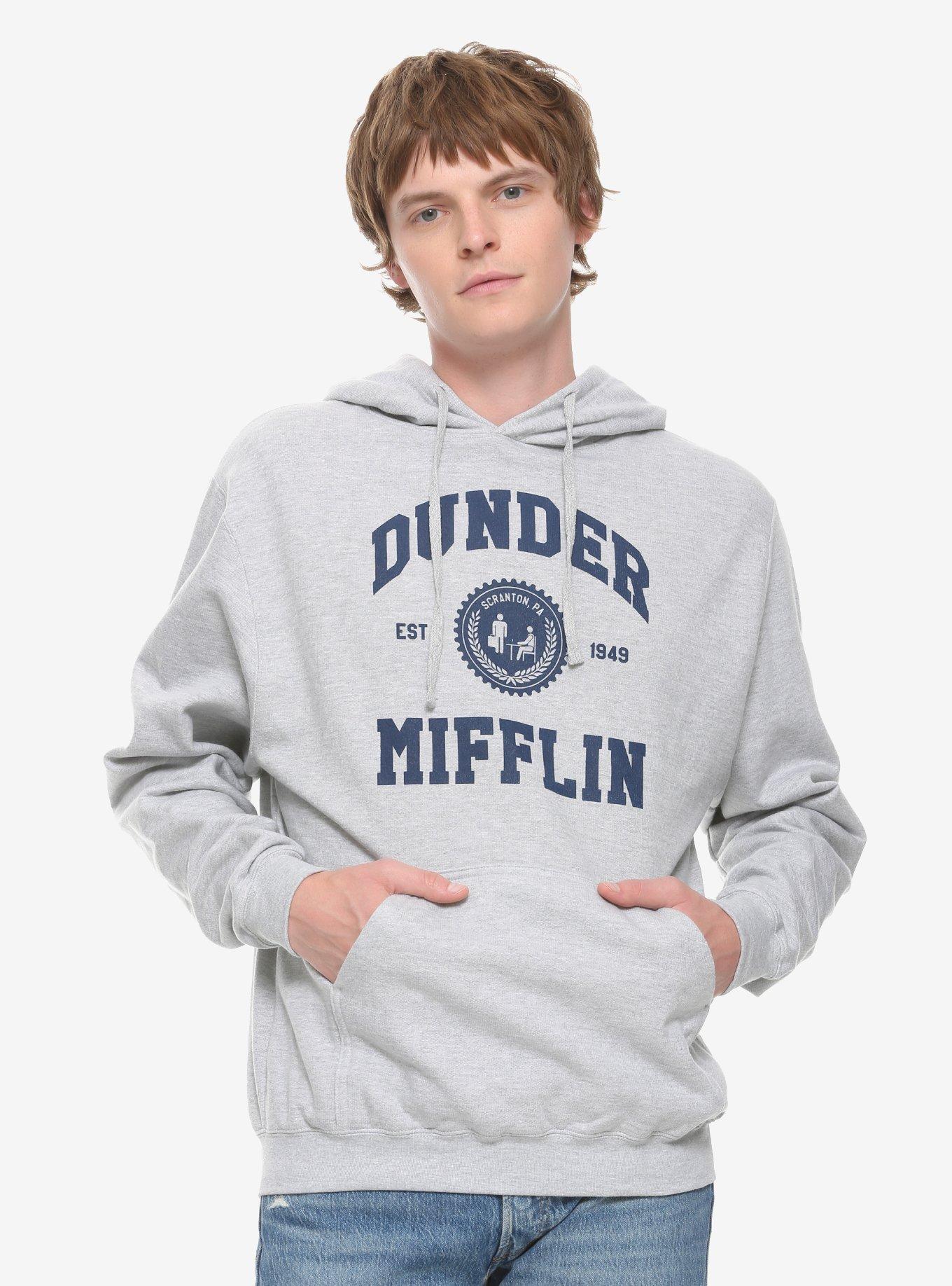 The Office Dunder Mifflin Crest Collegiate Hoodie - BoxLunch Exclusive, GREY, hi-res