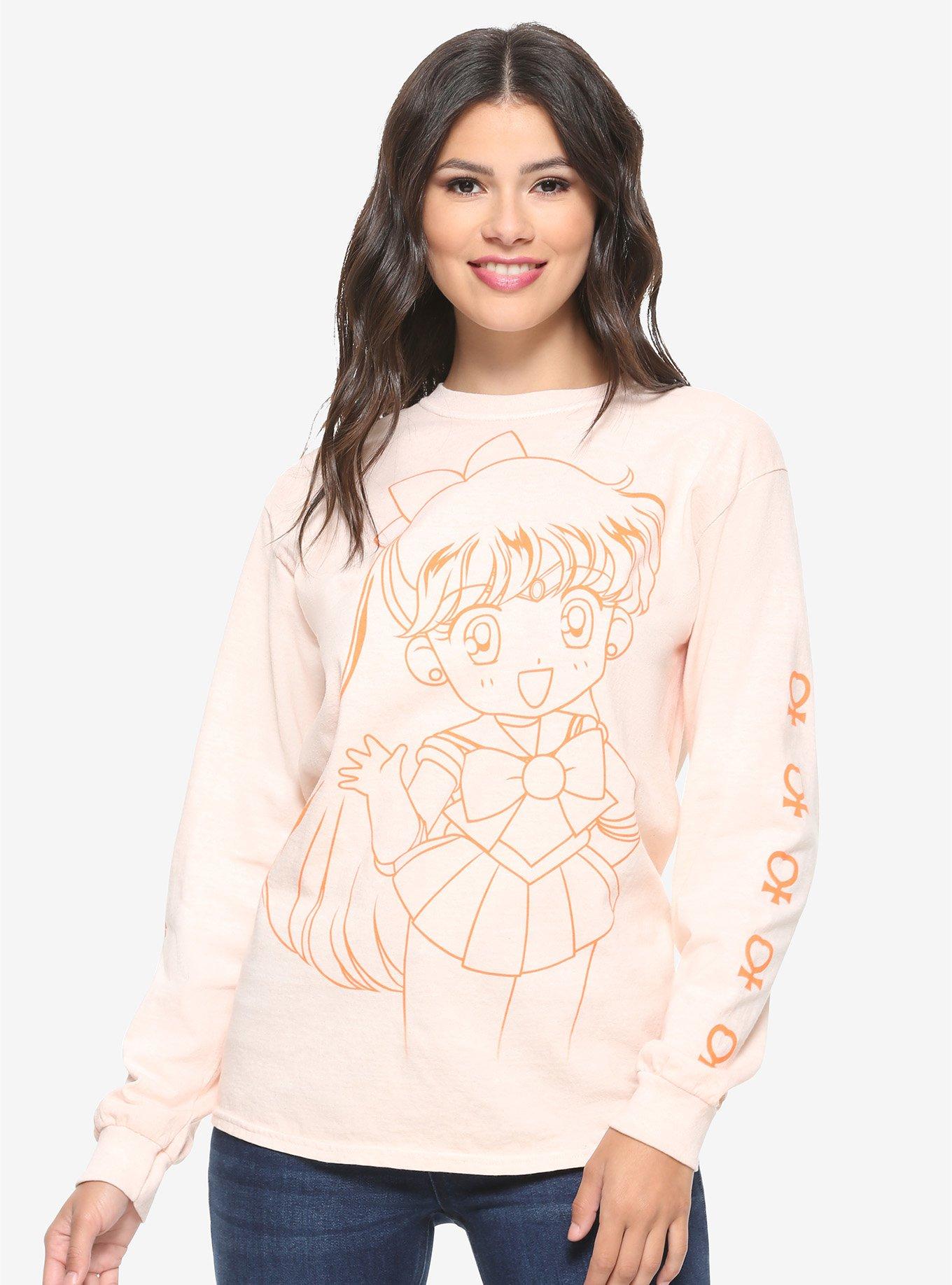 Sailor Moon Sailor Venus Tonal Women's Long Sleeve T-Shirt - BoxLunch Exclusive, ORANGE, hi-res