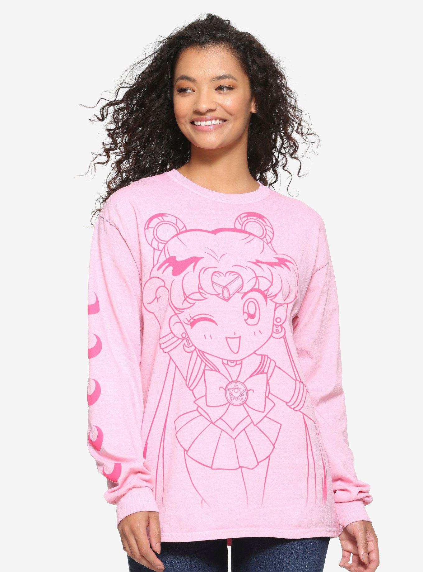 Sailor Moon Tonal Women's Long Sleeve T-Shirt - BoxLunch Exclusive, PINK, hi-res
