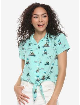 Our Universe Disney Mickey Mouse Safari Tie-Front Woven Button-Up, , hi-res