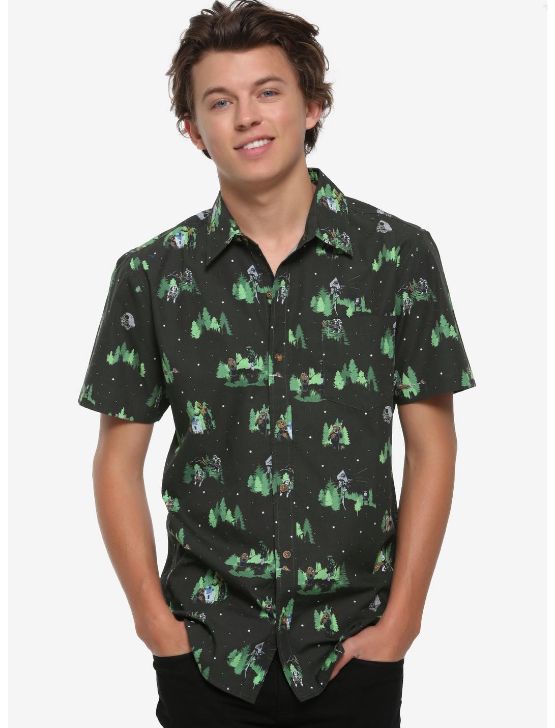 Our Universe Star Wars Forest Moon Of Endor Short-Sleeve Woven Button-Up, MULTI, hi-res
