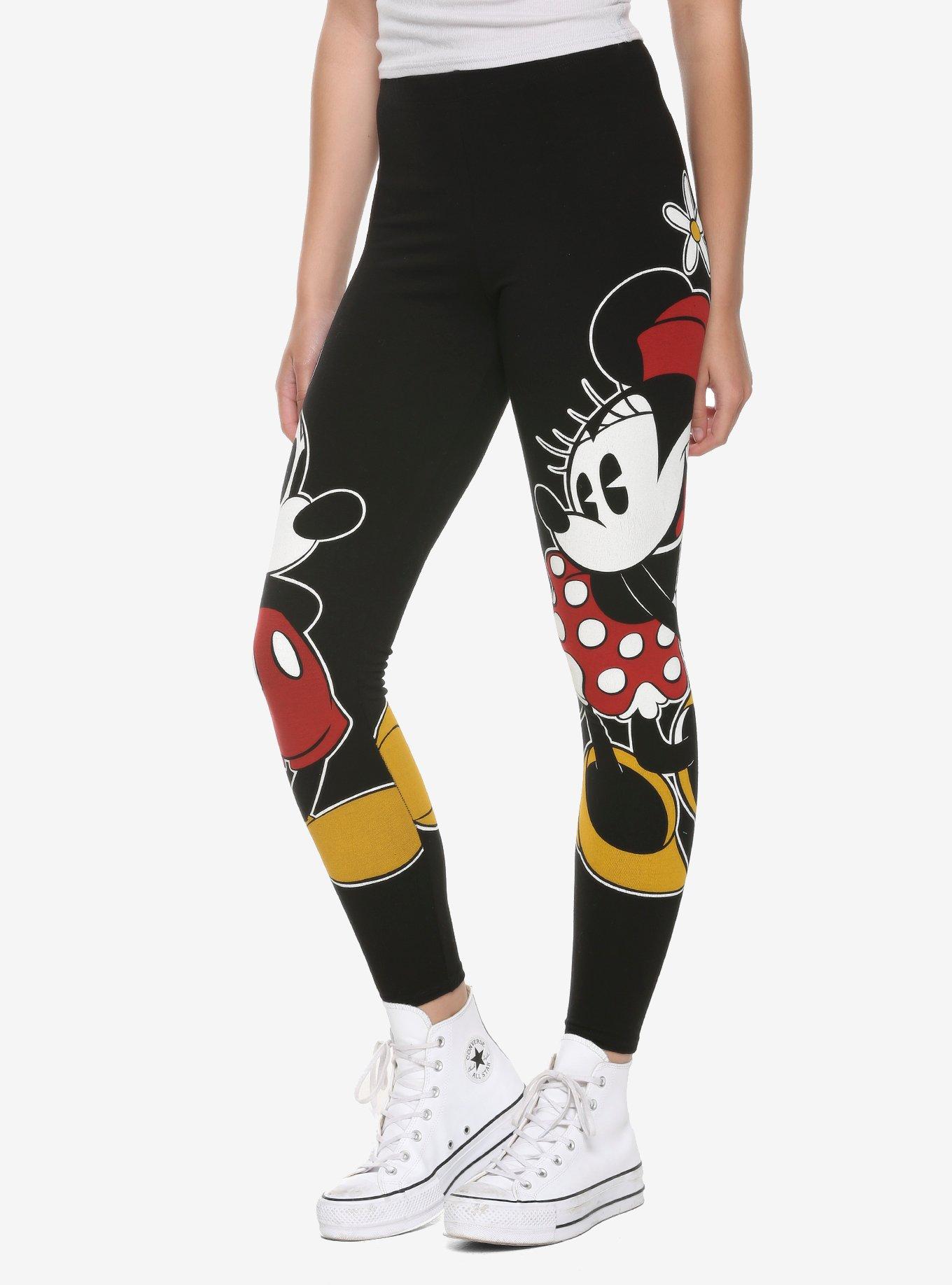 Black GIRLS & TEENS Girl Slim Fit Disney Mickey & Minnie Print Leggings  2474196
