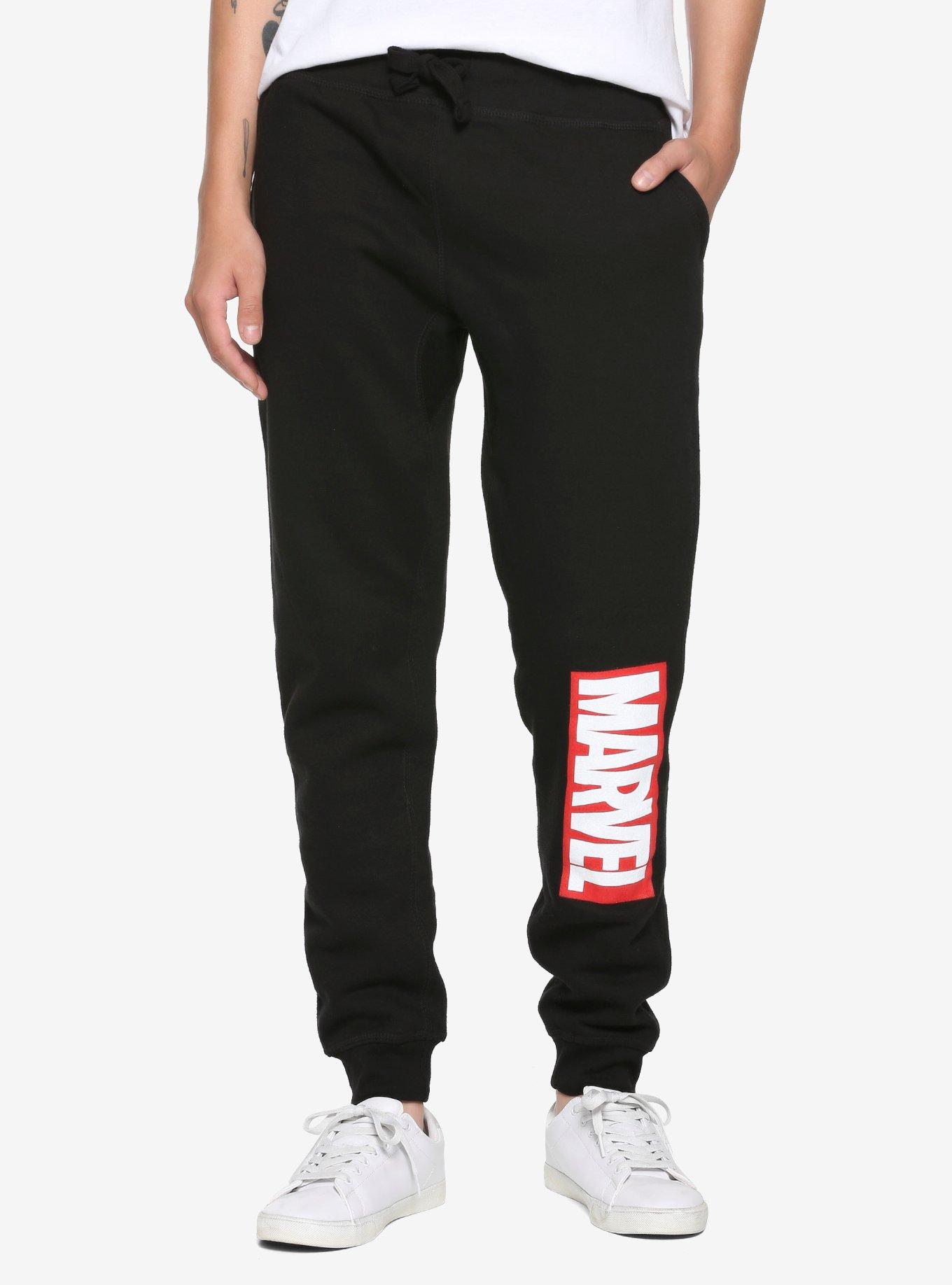 Marvel Logo Black Jogger Pants BoxLunch Exclusive BoxLunch