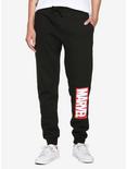 Marvel Logo Black Jogger Pants - BoxLunch Exclusive, BLACK, hi-res