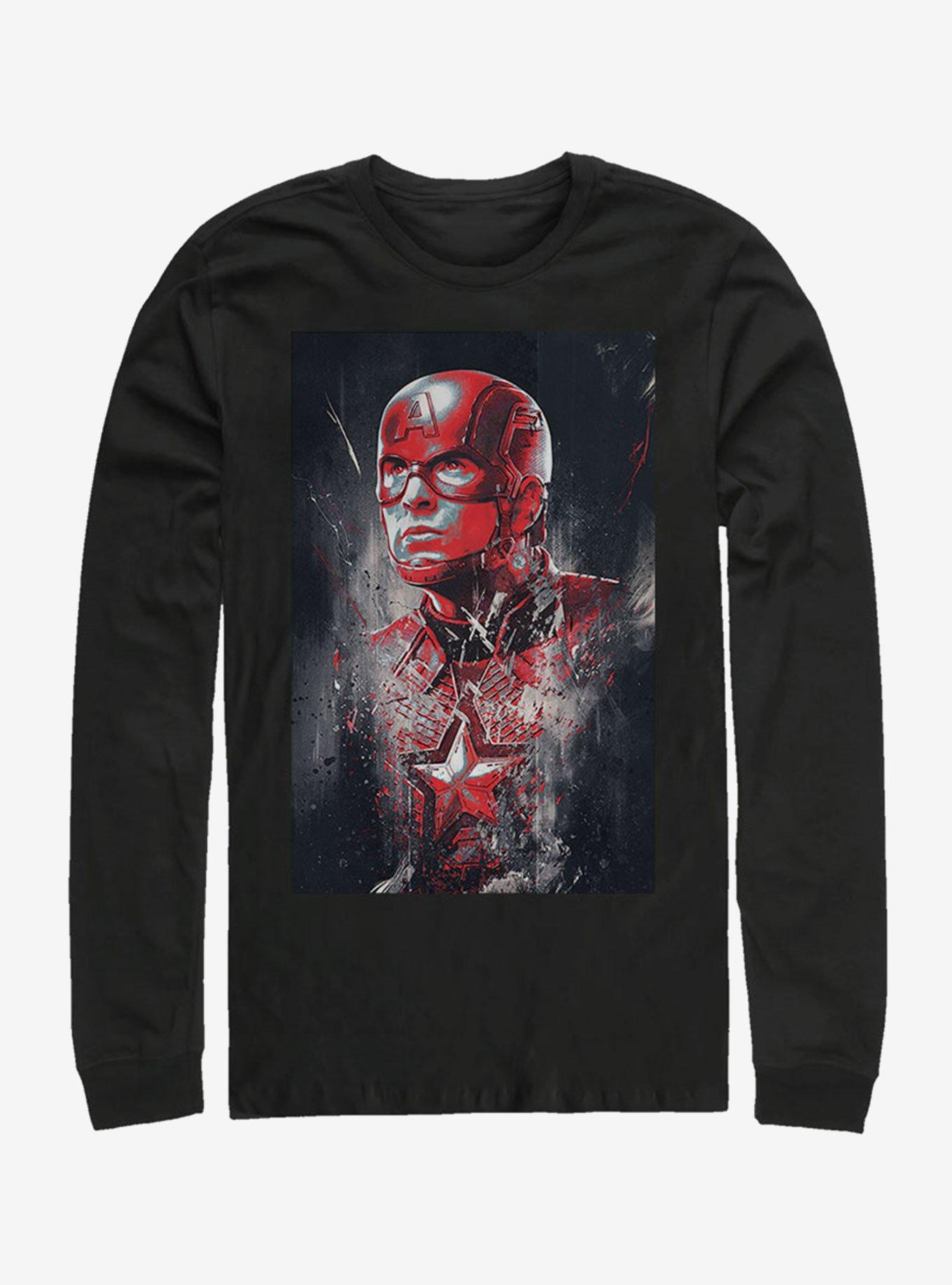Marvel Avengers: Endgame Captain America Painted Long-Sleeve T-Shirt, BLACK, hi-res