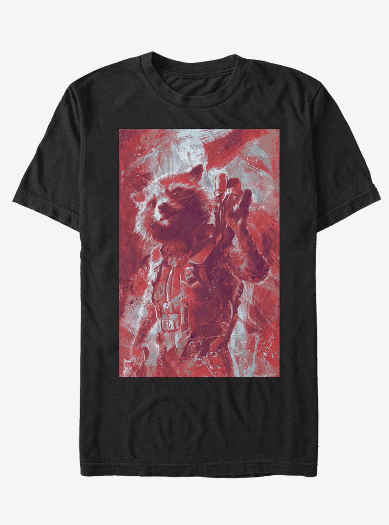 Marvel Avengers: Endgame Rocket Painted T-Shirt, BLACK, hi-res