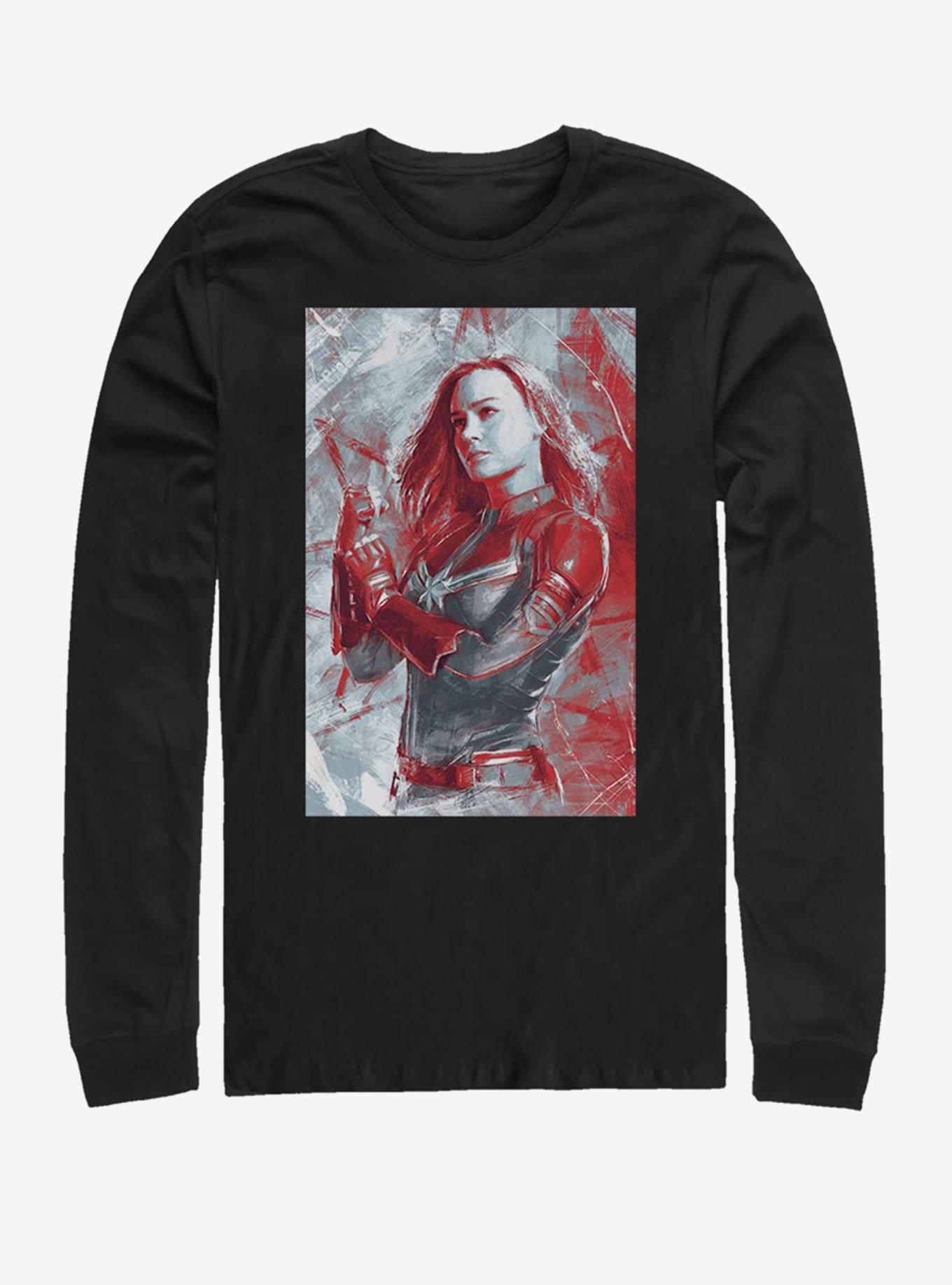 Marvel Avengers: Endgame Captain Marvel Red Long-Sleeve T-Shirt, BLACK, hi-res