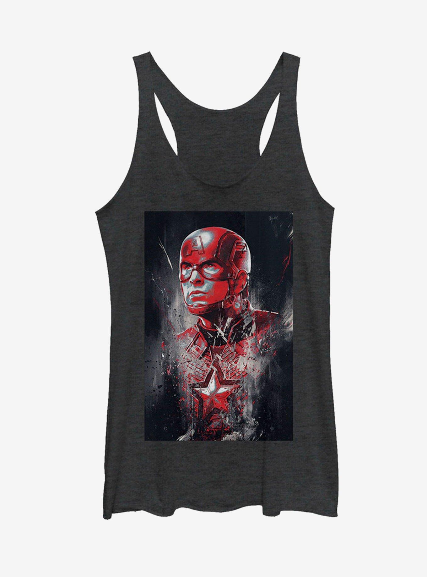 Marvel Avengers: Endgame Captain America Painted Girls Tank Top, BLK HTR, hi-res