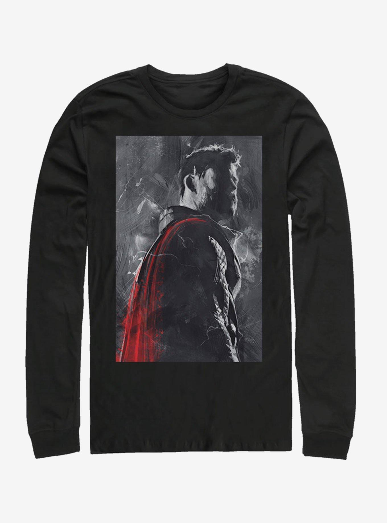 Marvel Avengers: Endgame Thor Painted Long-Sleeve T-Shirt, BLACK, hi-res