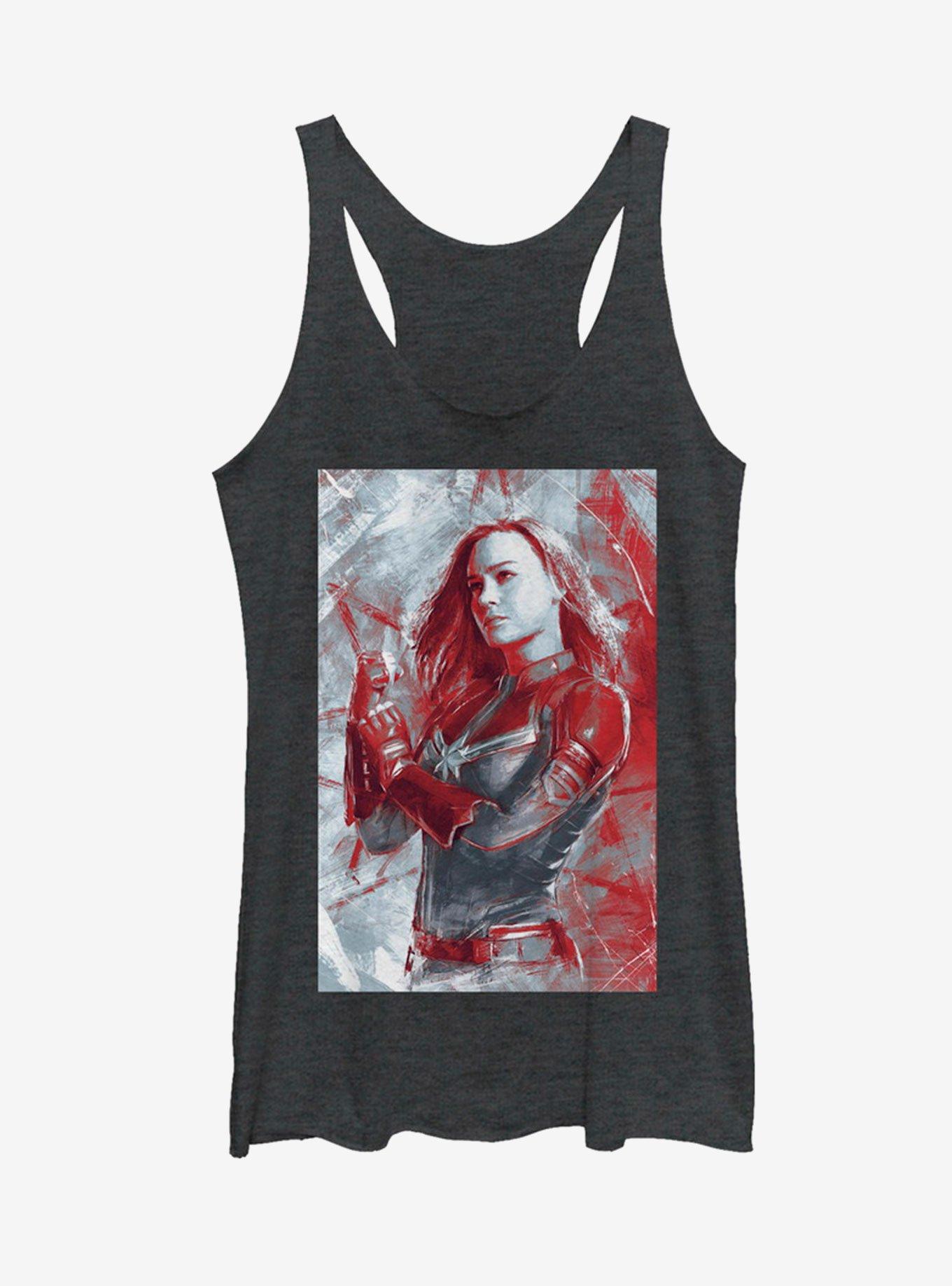 Marvel Avengers: Endgame Captain Marvel Red Girls Tank Top, BLK HTR, hi-res