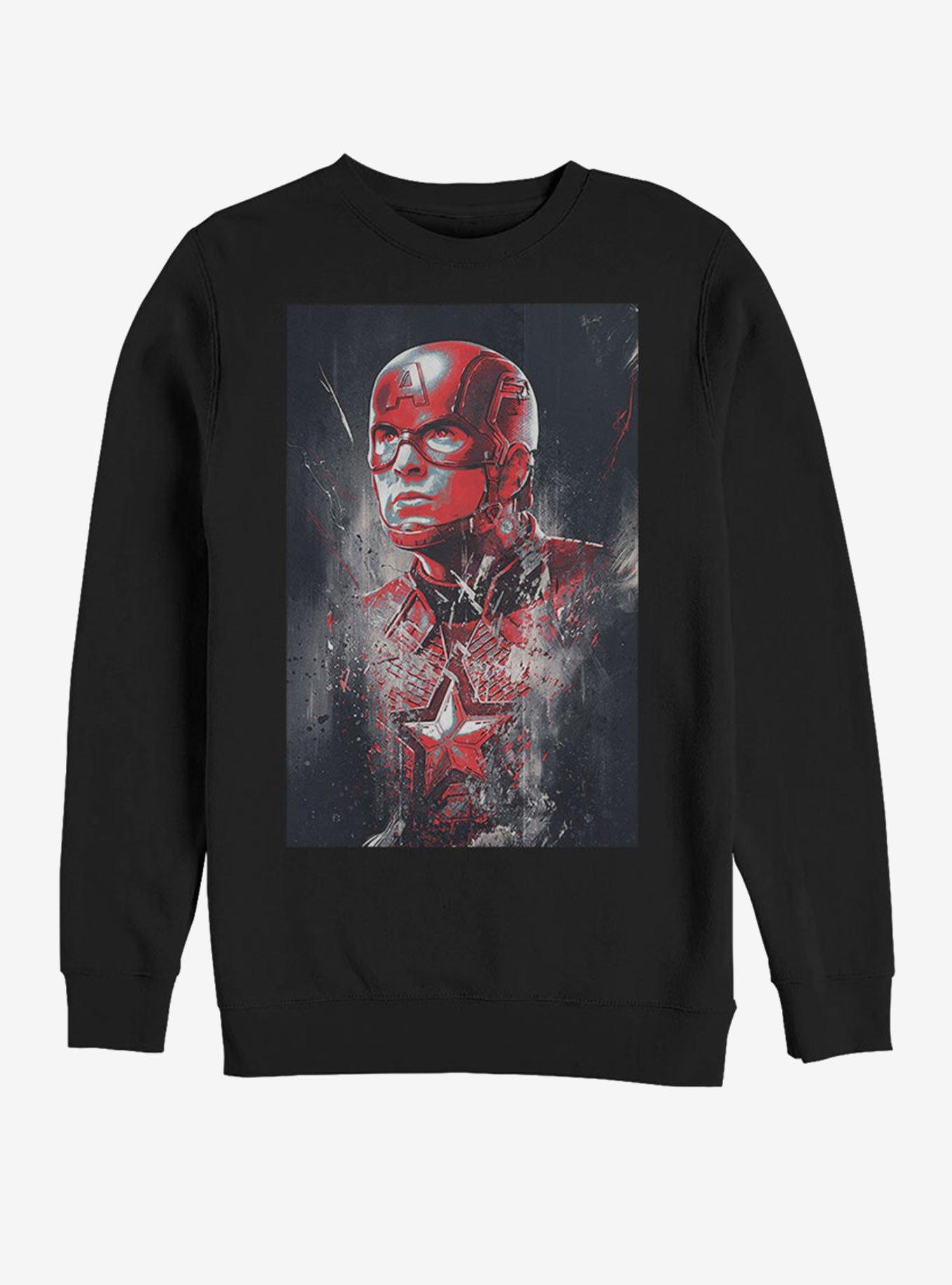 Marvel Avengers Endgame: Captain America Painted Sweatshirt - BLACK ...