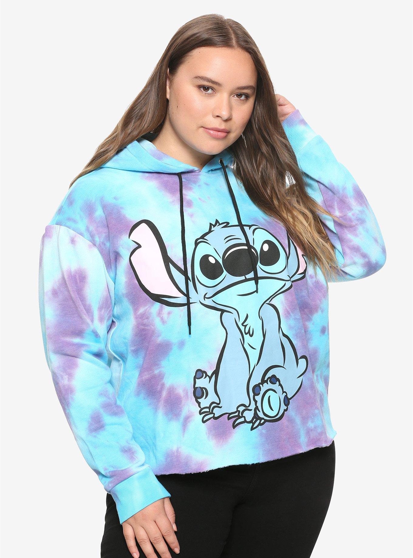 Disney Lilo & Stitch Tie-Dye Crop Girls Hoodie Plus Size | Hot Topic