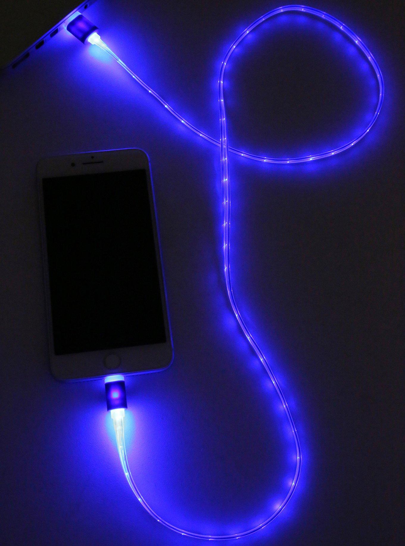 Blue LED Light Up Lightning Charging Cable, , hi-res