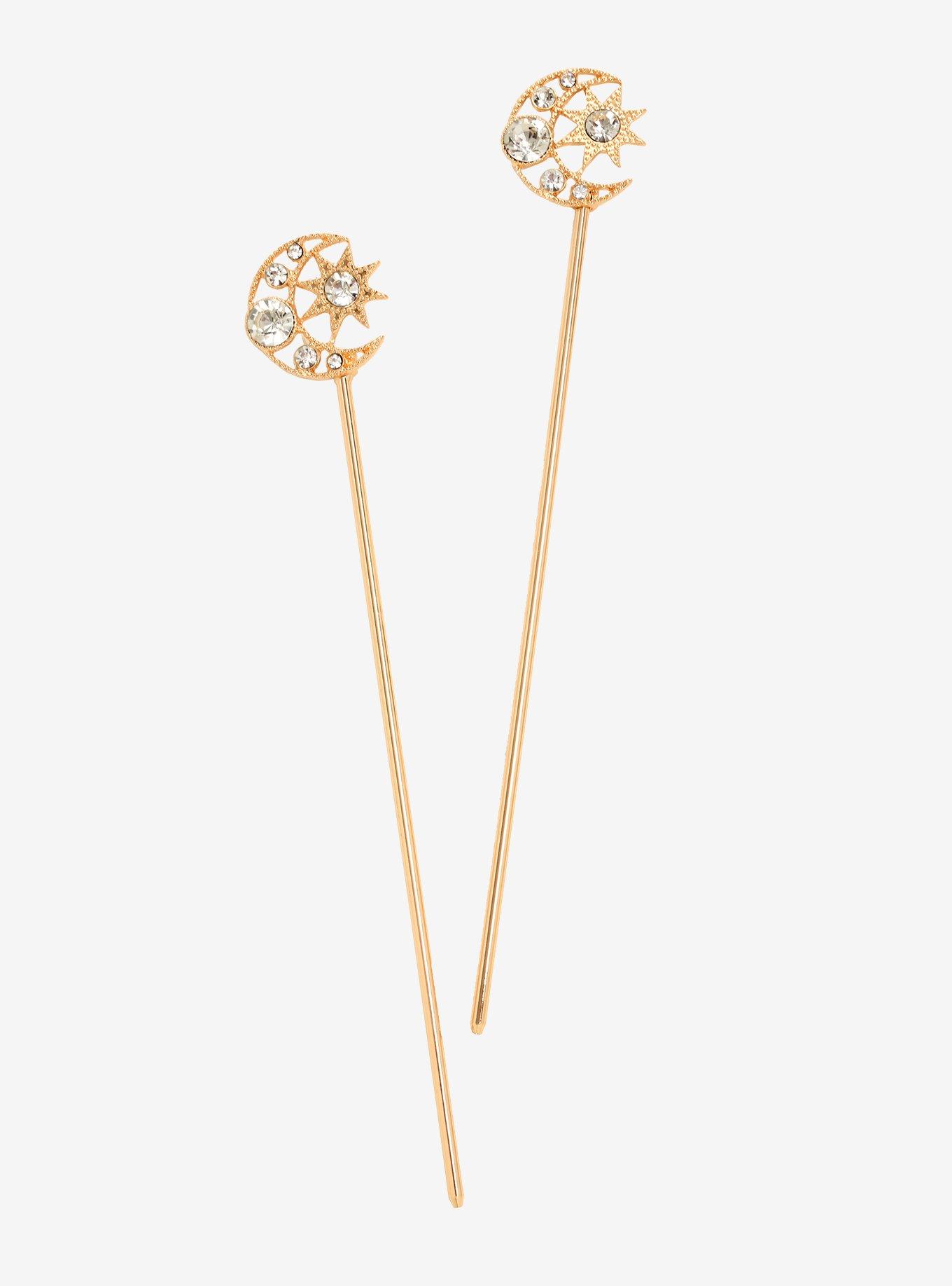 Crescent Moon Star Hair Sticks - BoxLunch Exclusive, , hi-res