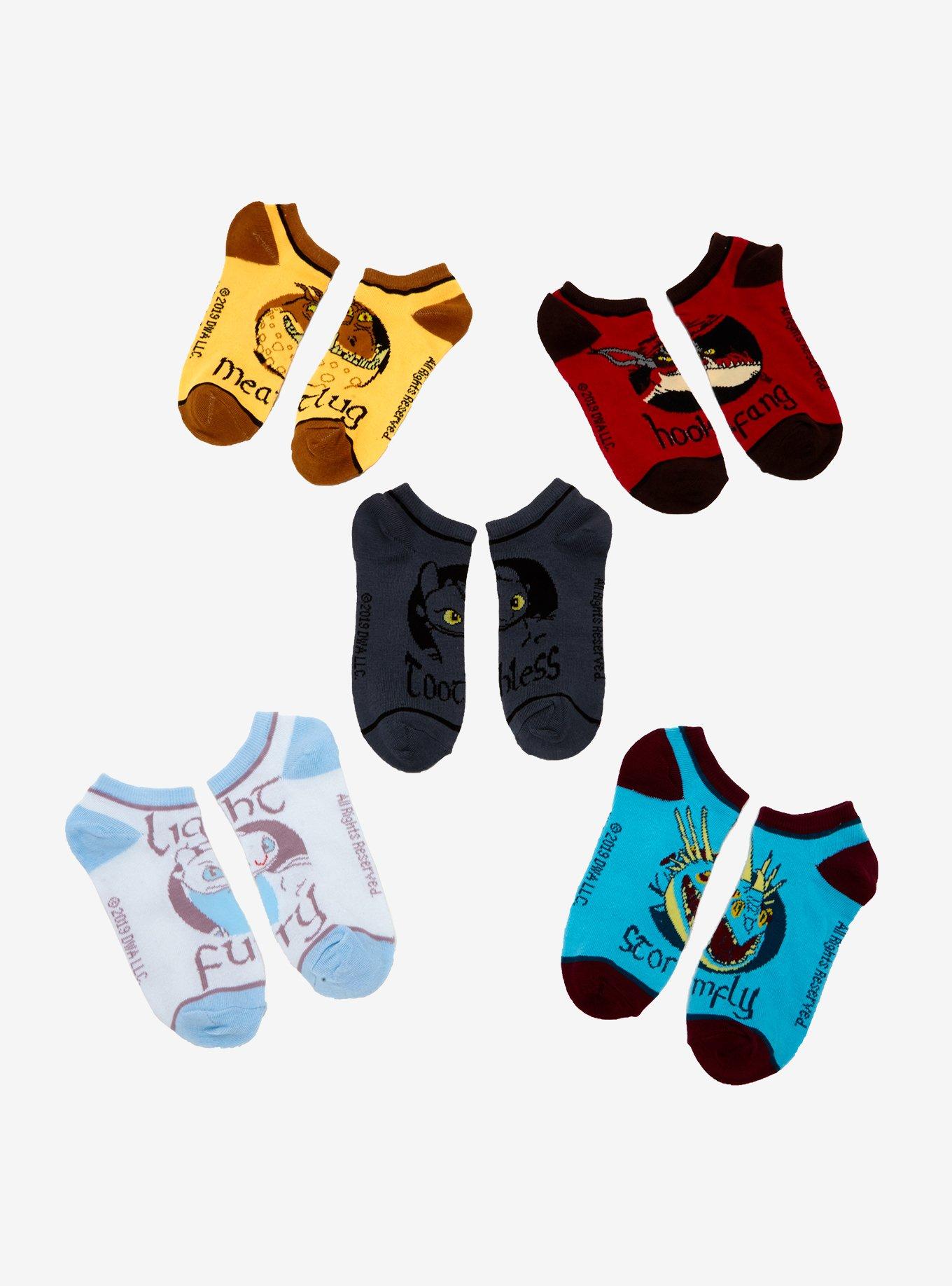 How To Train Your Dragon: The Hidden World Dragons No-Show Socks 5 Pair, , hi-res