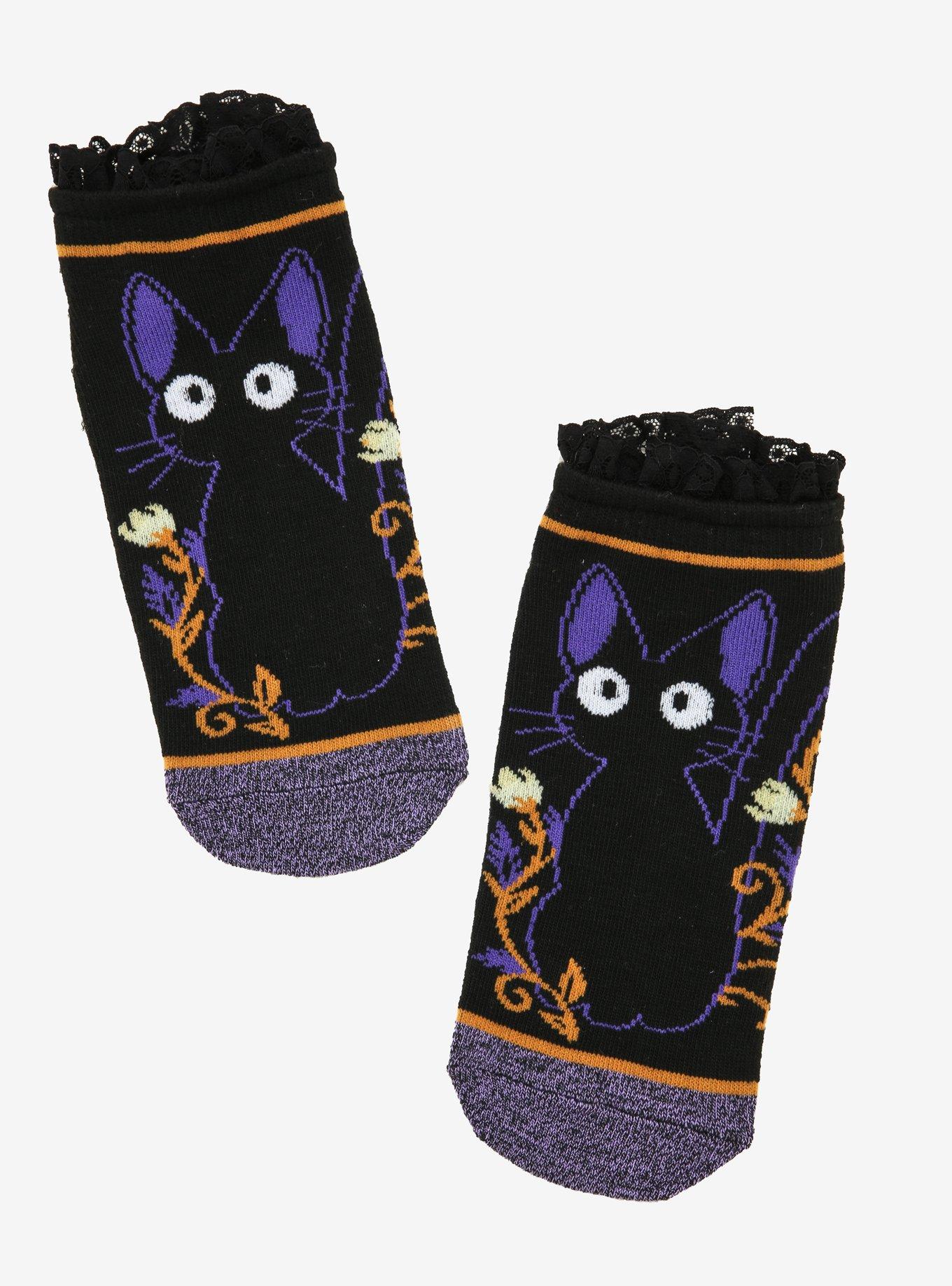 Studio Ghibli Kiki’s Delivery Service Jiji Floral Lace Ankle Socks, , hi-res