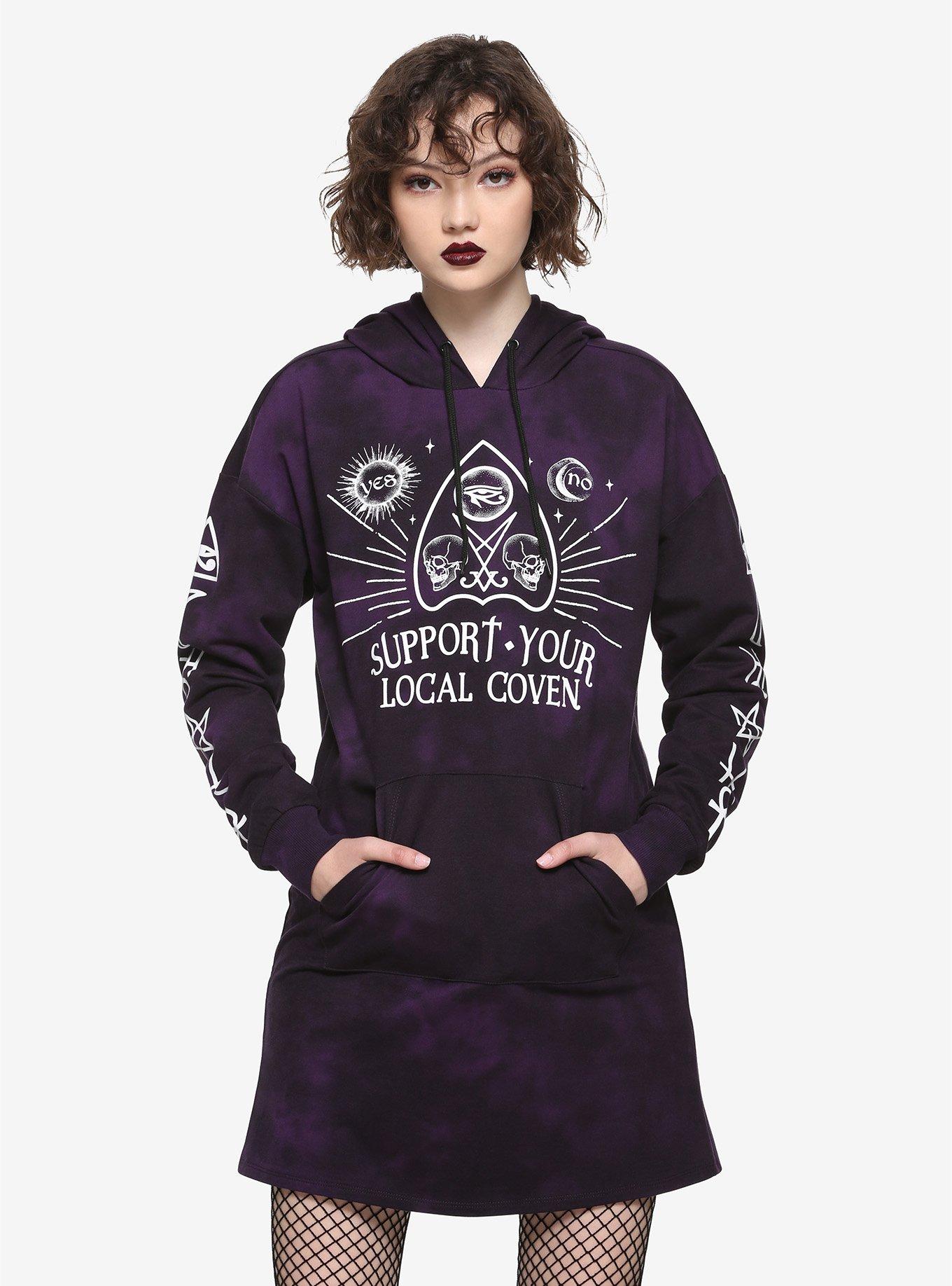 Support Your Local Coven Purple Tie Dye Hoodie Dress Hot Topic 7796