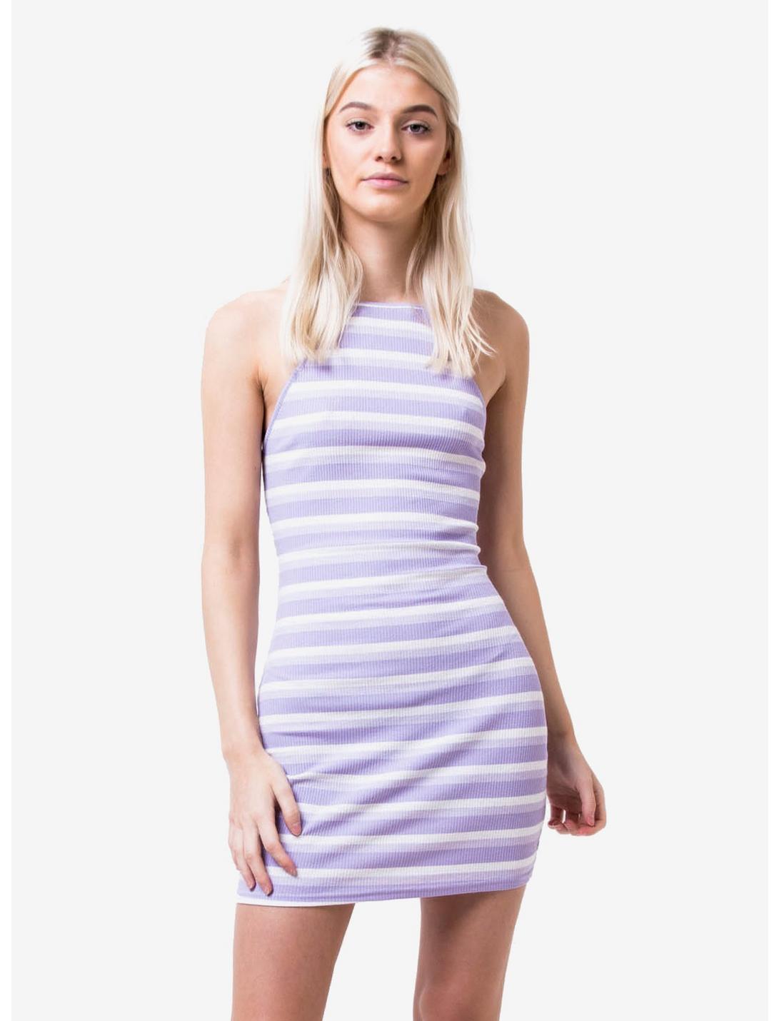 Daisy Street Purple Striped Dress, STRIPE - PURPLE, hi-res