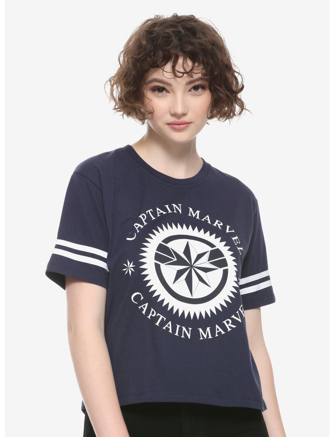 Marvel Captain Marvel Girls Athletic Crop T-Shirt, WHITE, hi-res