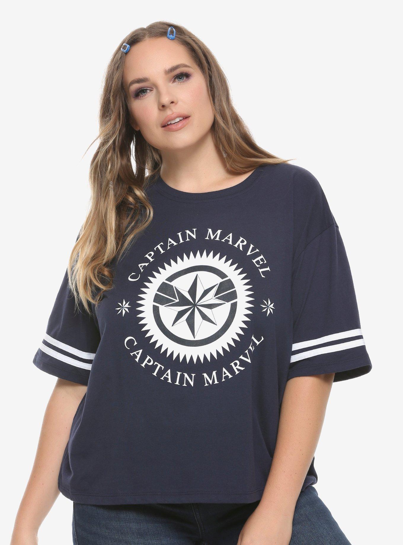 Marvel Captain Marvel Girls Athletic Crop T-Shirt Plus Size, WHITE, hi-res