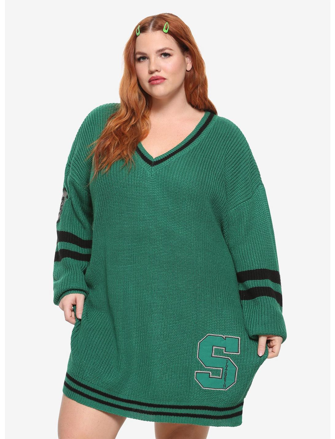Harry Potter Slytherin Sweater Dress Plus Size, GREEN, hi-res