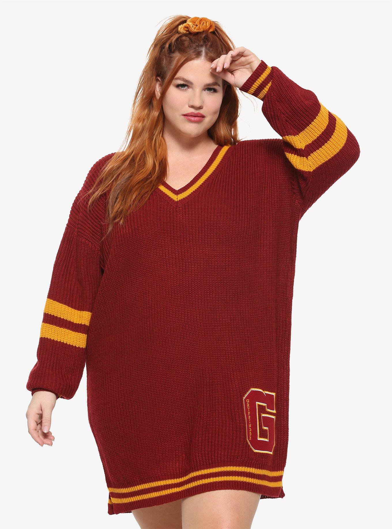 Harry Potter Gryffindor Sweater Dress Plus Size, BURGUNDY, hi-res