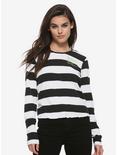 Beetlejuice Stripe Lettuce Hem Girls Long-Sleeve T-Shirt, WHITE, hi-res