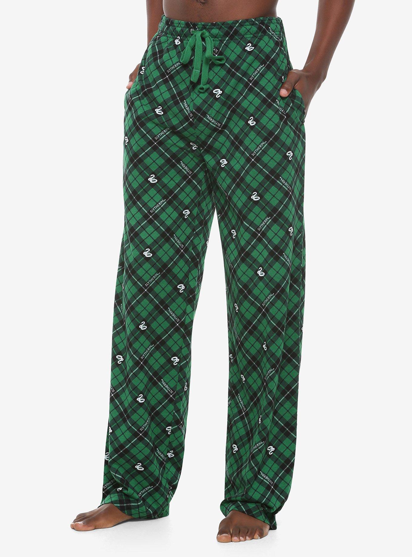 KEEPREAL Men's Pink Green Plaid Pajama Pants with Pockets