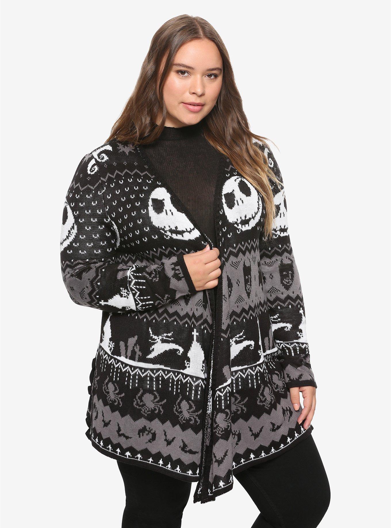 The Nightmare Before Christmas Jack Fair Isle Cardigan Plus Size, MULTI, hi-res
