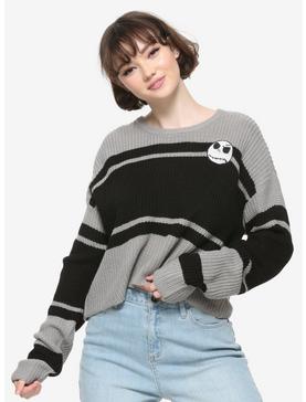 The Nightmare Before Christmas Jack Striped Girls Crop Sweater, , hi-res
