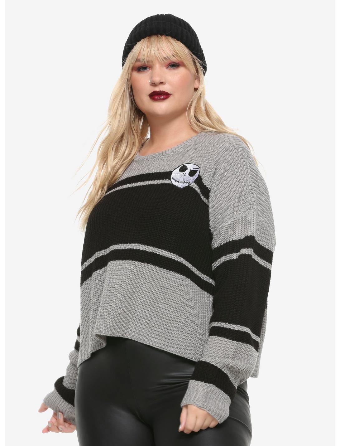 The Nightmare Before Christmas Jack Striped Crop Sweater Plus Size, MULTI, hi-res